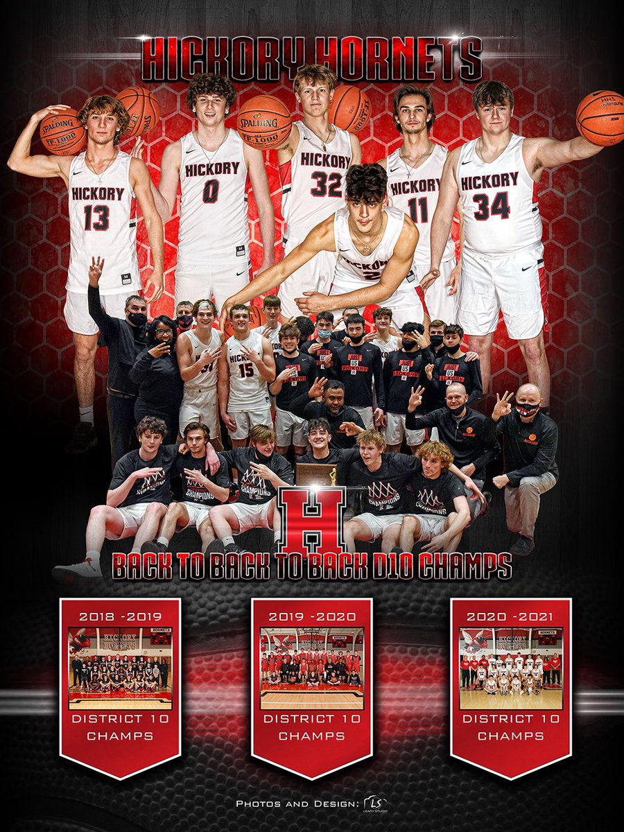 Hickory basketball back to back to back D10 champs poster. <a href="/HSD_Athletics/">HSD Athletics</a>