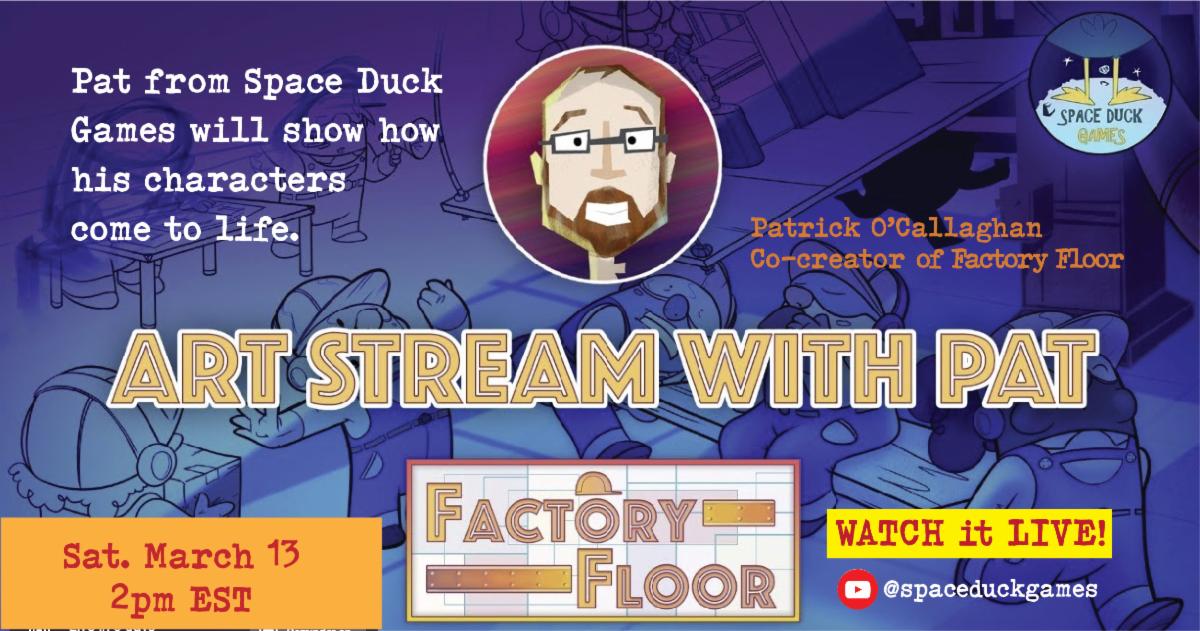 FactoryFloorBG's tweet photo. Our artist supreme Pat will be hosting a live drawing event tomorrow at 7PM UTC/ 2PM EST.  His talent and skill will be on show as he takes a worker from ideation to magnificence! Come along and ask your game/art questions. Access it here: https://t.co/abfKjqINfz #boardgames https://t.co/4Z0wiB4rvu