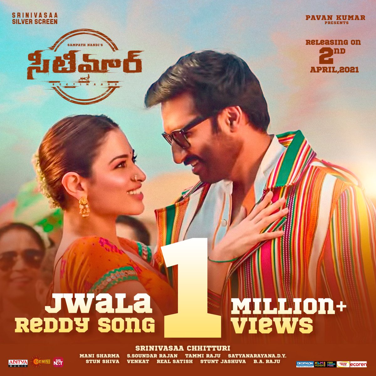 PRDuddiSreenu's tweet photo. The fire🔥 gets firing response

Over 1️⃣M+ Real Time Views for #JwalaReddy song from #Seetimaarr

🔗 https://t.co/MyNFRkSLN3

#ManiSharma’s 🎼 
✍️ @kasarlashyam
🎤 #ShankarBabu @iammangli 

@YoursGopichand @IamSampathNandi @tamannaahspeaks @SS_Screens @adityamusic  

#Seetimaarr https://t.co/eqEWanHpbe