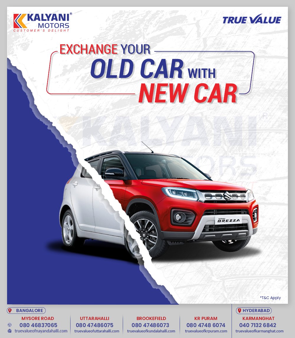 Kalyani Motors A Twitter Exchange Your Old Car And Start A New Journey With The All New Wickedly Efficient Vitara Brezza And Make Your Drive A Glamorous One We At Kalyani Motors