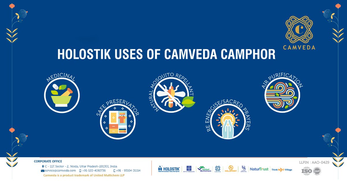 UnitedMultichem's tweet photo. Camveda Camphor products improve breathing, calm the mind, and relax the body. At Camveda, we believe in purity of living and integrate this belief in making our products. 
Visit https://t.co/WkaIaLJQzx today for more information!
#camveda #camphor #holostik https://t.co/ZCFbEiCXqx