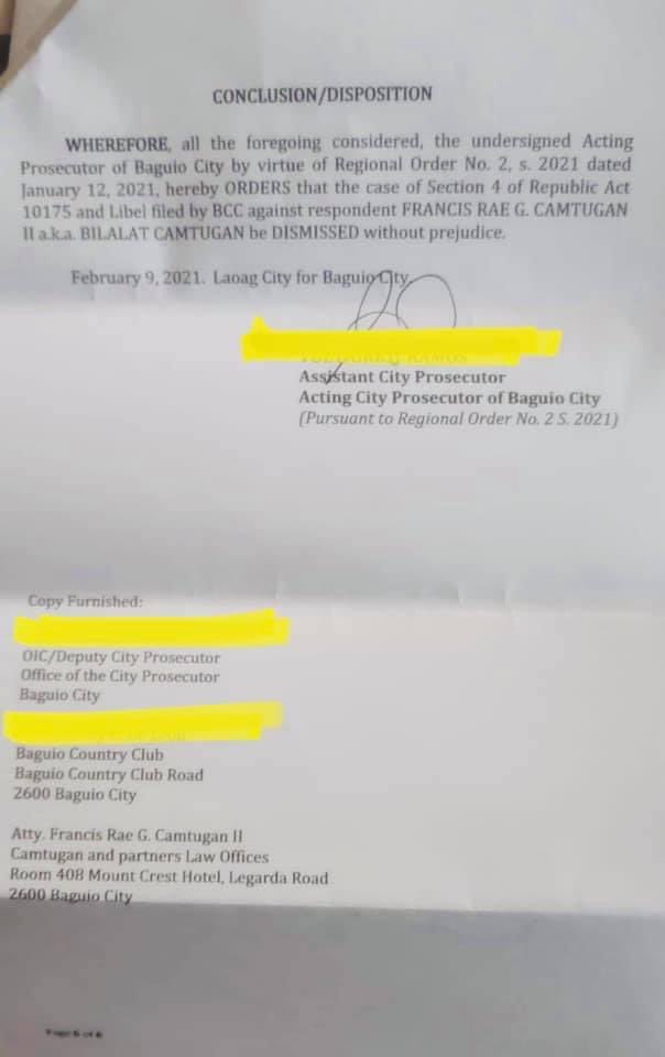 The Baguio Chronicle on Twitter "The cyber libel case against Baguio