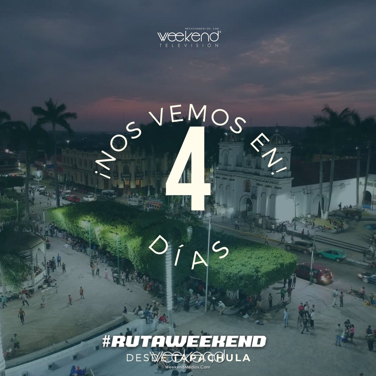 WKND_TV's tweet photo. #Tapachula ¡Nos vemos en 4 Días 

Nuestra #RutaWeekend está por llegar a la ciudad

Estamos preparando la mejor producción de #WeekendTV para promover el turismo de la zona y alrededores.

AGRADECEMOS A NUESTROS PATROCINADORES https://t.co/MDeUpAC5Jf