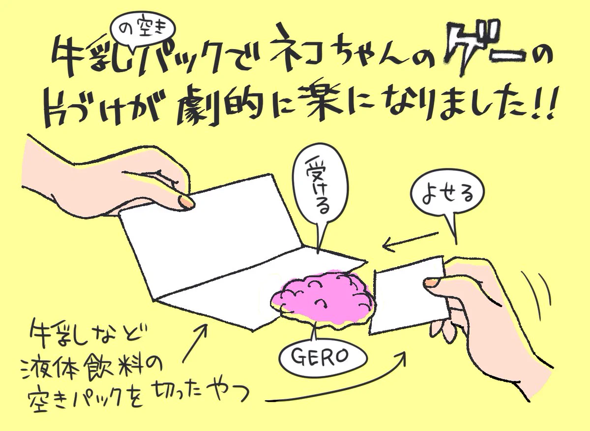 ネコちゃんのあの片付けに苦労してる飼い主さんへ！この方法を試してみて！
