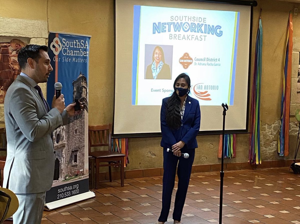 RobbyDBrownII's tweet photo. Thank you Councilwoman @DrAdrianaD4 for coming speak to the @southsachamber &amp; @WestSAChamber Membership! #JuntosSomosMás https://t.co/etg9DfV9sC