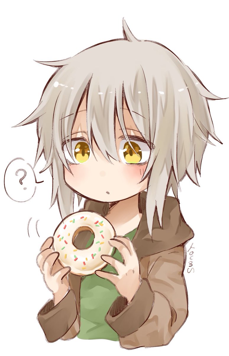 food doughnut ? yellow eyes white background solo spoken question mark  illustration images
