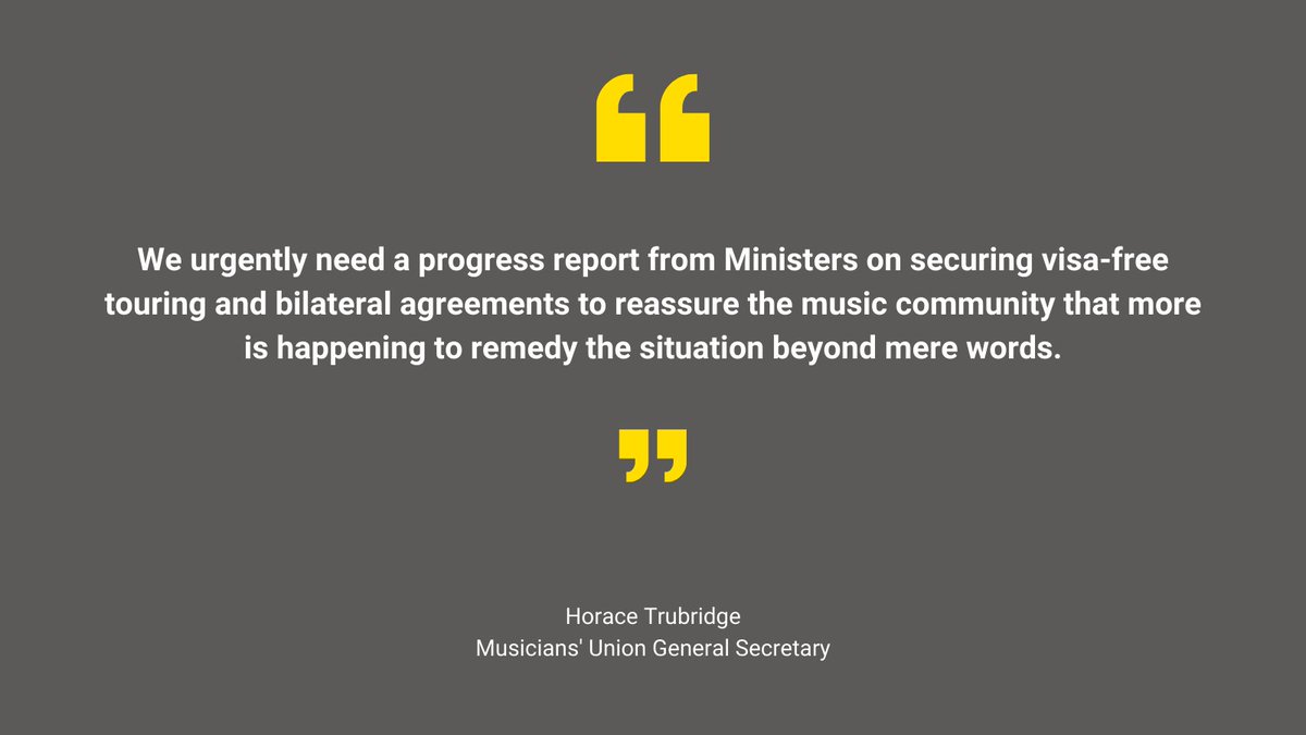 The pressure that continues to be put on Government is having an impact, and we must and will keep this up. 

Read our latest update on musicians and crew #WorkingInTheEU, and the #MusiciansPassport

👉 musiciansunion.org.uk/all-news-and-f…
