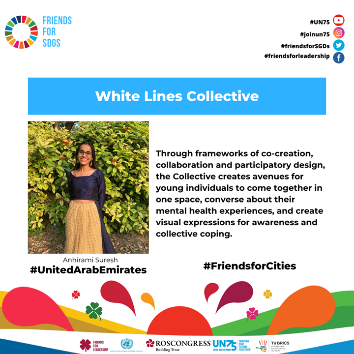 FriendsForLead's tweet photo. #FriendsforSDGs
2️⃣ 8️⃣ Anhirami Suresh is from the #UnitedArabEmirates working around #SDG11 #FriendsforCities 

Find out more about the creative initiative White Lines Collective that aims to boost mental health. 

#FriendsforLeadership  @joinun75 @unhabitat @unhabitatyouth https://t.co/zyL3lIRVy2