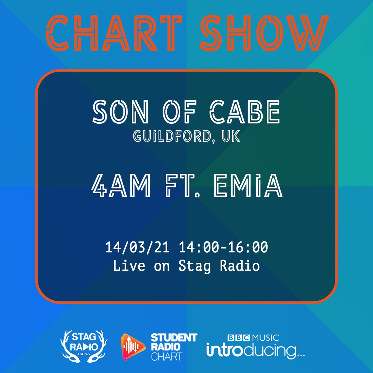 Thanks to <a href="/bbcintroducing/">BBC Music Introducing</a> for their song of the week! 🎧

Incredible feature by <a href="/sonofcabemusic/">Son of Cabe</a> on the #SRAChart show on <a href="/StagRadioSurrey/">Stag Radio</a>.

🎧➡️ stagradio.com/live/
