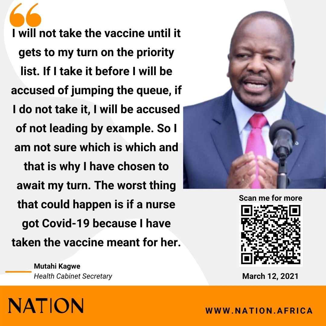 NationAfrica's tweet photo. CS Mutahi Kagwe on why he's yet to be vaccinated https://t.co/DHijglB2J9