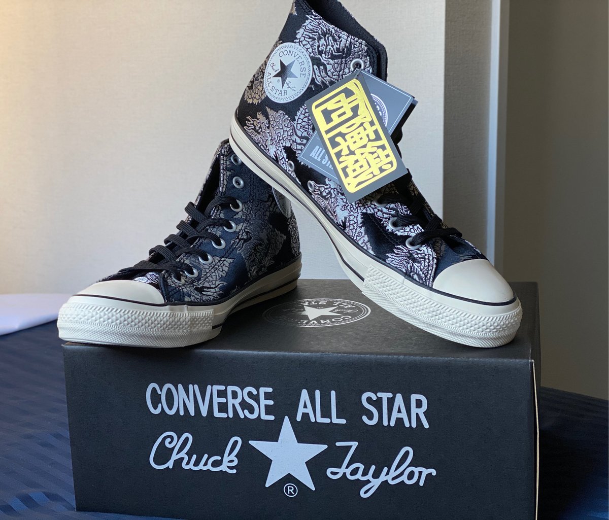 ばやしこ 9 tia137 まさか名古屋で買うことになるとは My New Kicks Converse All Star 100 Nishijin Ori Dg Hi 初めてのハイカットスニーカー 初めてのオールスター 最高のデザイン マイサイより1 0cm 大きいサイズでシューレースを縛り