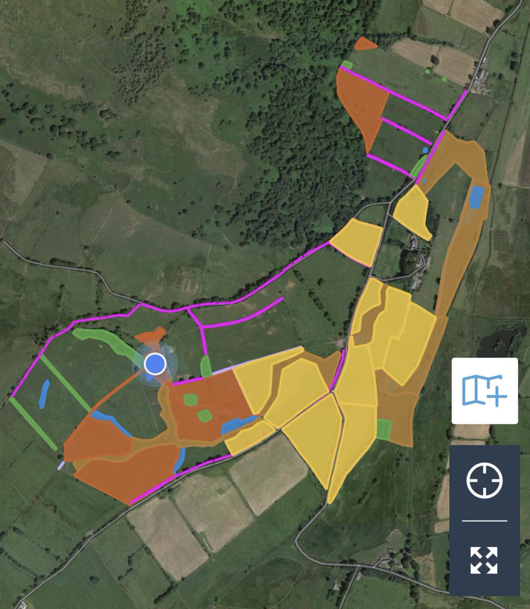 herdyshepherd1's tweet image. It has been an epic 2 years of effort but our farm is being transformed 

Pink - new/restored hedge
Brown - flood plain restored/new riparian habitat 
Yellow - traditional hay meadows restored 
Orangey-brown - new wood pasture created 
Green - restored woodland 
Blue - ponds (HR)