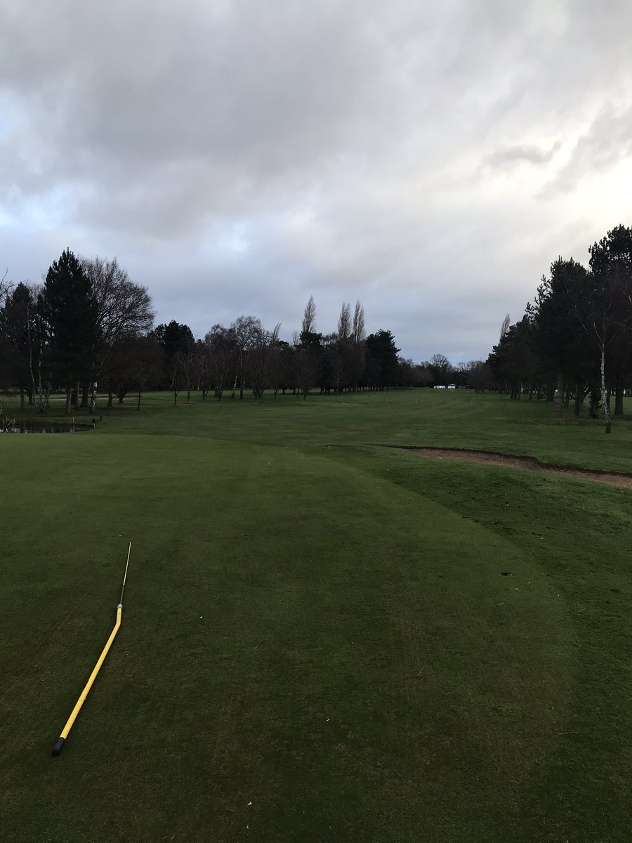 DaveH1986's tweet photo. Nippy breeze in the air, perfect to dry out these casts prior to switch removal. Course holding firm as the countdown for the return draws us ever nearer @DraytonParkGK #greenkeeping #CastRemoval #facefreeze https://t.co/Of3t5c5UCK