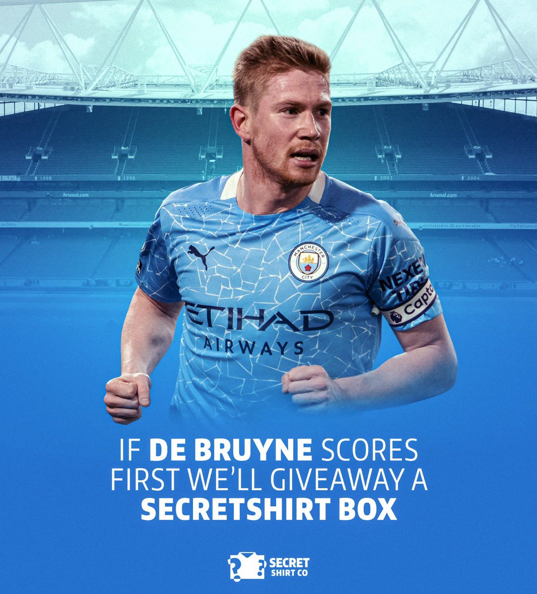 If Kevin de Bruyne scores 1st against Fulham, we’ll giveaway a SecretShirt.co box. To enter: 🔃 Retweet this tweet 🤝 Follow us. Good luck! 📦