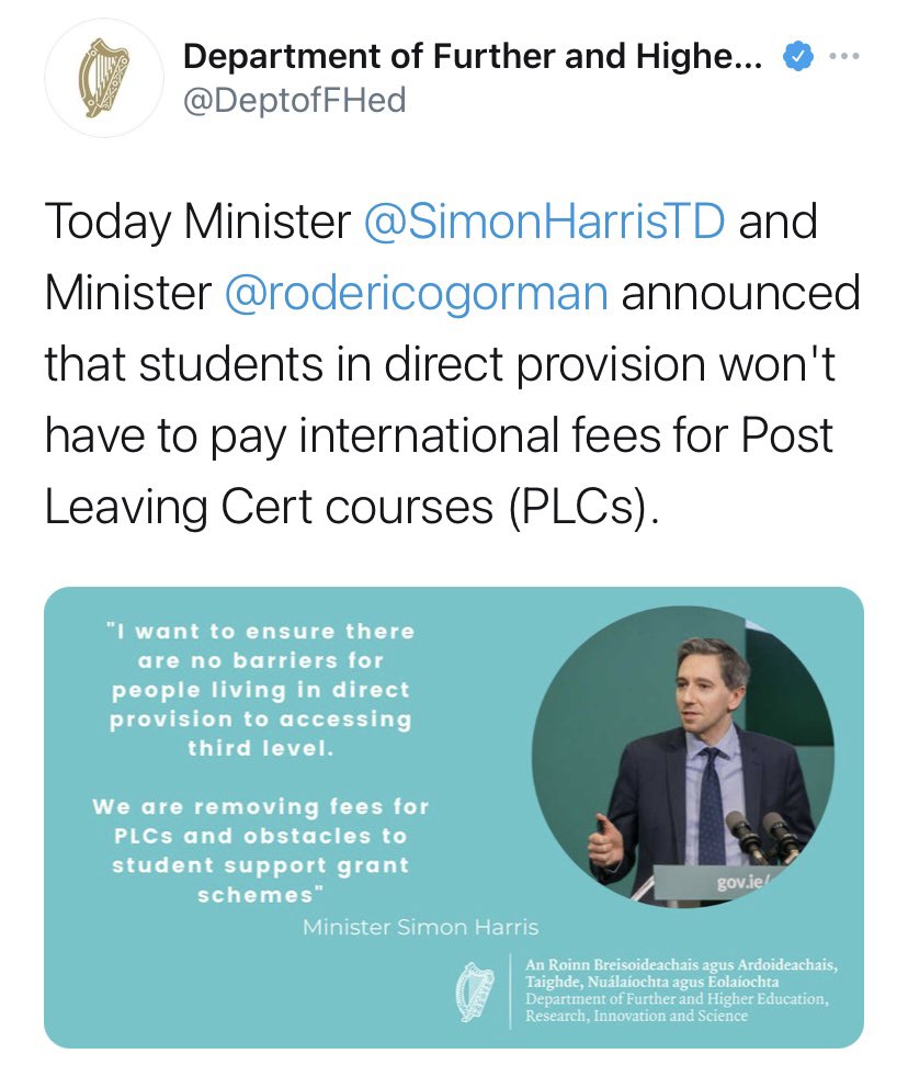 Great news! More steps in the right direction from <a href="/simonharristd/">Simon Harris TD</a> 👏👏Students can apply now at ofi.ie and choose from more than 50 courses to start their career #OFIDundalk #ShapeYourFuture