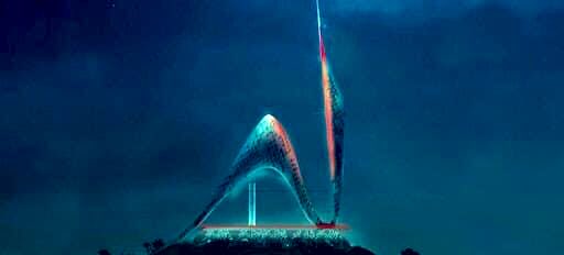 ARCO INTEGRATO ANTENNA: Un arco per ridurre l’impatto elettromagnetico e liberare il Colle Bellaria dai tralicci. La peculiarità è che, brillando di notte, l’antenna funge da faro ben visibile per i viaggiatori che arrivano a Salerno. amaart.it/progetto/conco…