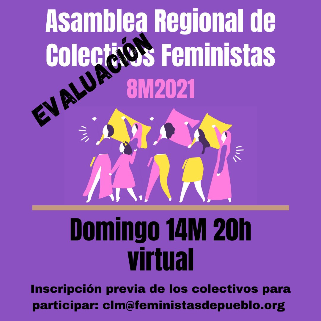 ClmFeministas's tweet photo. Colectivos Feministas📡 El trabajo🛠️para hacer un 8M🗓️ diferente ha concluido Nos toca hacer evaluación🔎y os convocamos a la asamblea #8MCLM #CLMEnMovimiento #FeminismoCLM @Ahigeorg @AsambleaToledo @Alcazar7N @c_asamblea @cfemlilith @harticas @PlatfeministaGu @AbolicionistaDe https://t.co/BpiQdF5ElM