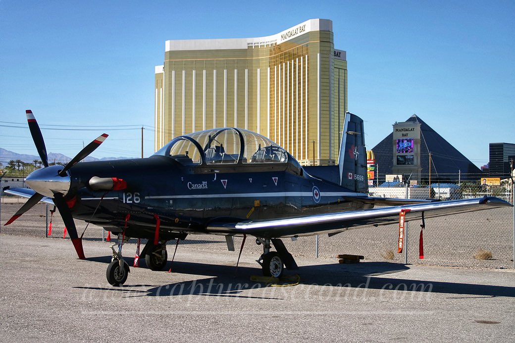 captureasecond's tweet photo. Weekend stop in Las Vegas. @RCAF_ARC CT-156 Harvard II. #lasvegas #ct156 #harvard #vegasbaby #aviation #avgeek #captureasecond https://t.co/FevWcrnXAQ