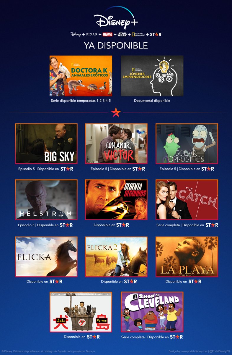 PortalDisneyES's tweet photo. ⚠️ACTUALIZACIÓN⚠️
Estrenos y novedades ya disponibles en la plataforma @DisneyPlusES (#DisneyPlus) 🤩 https://t.co/6fRVV3fyVy