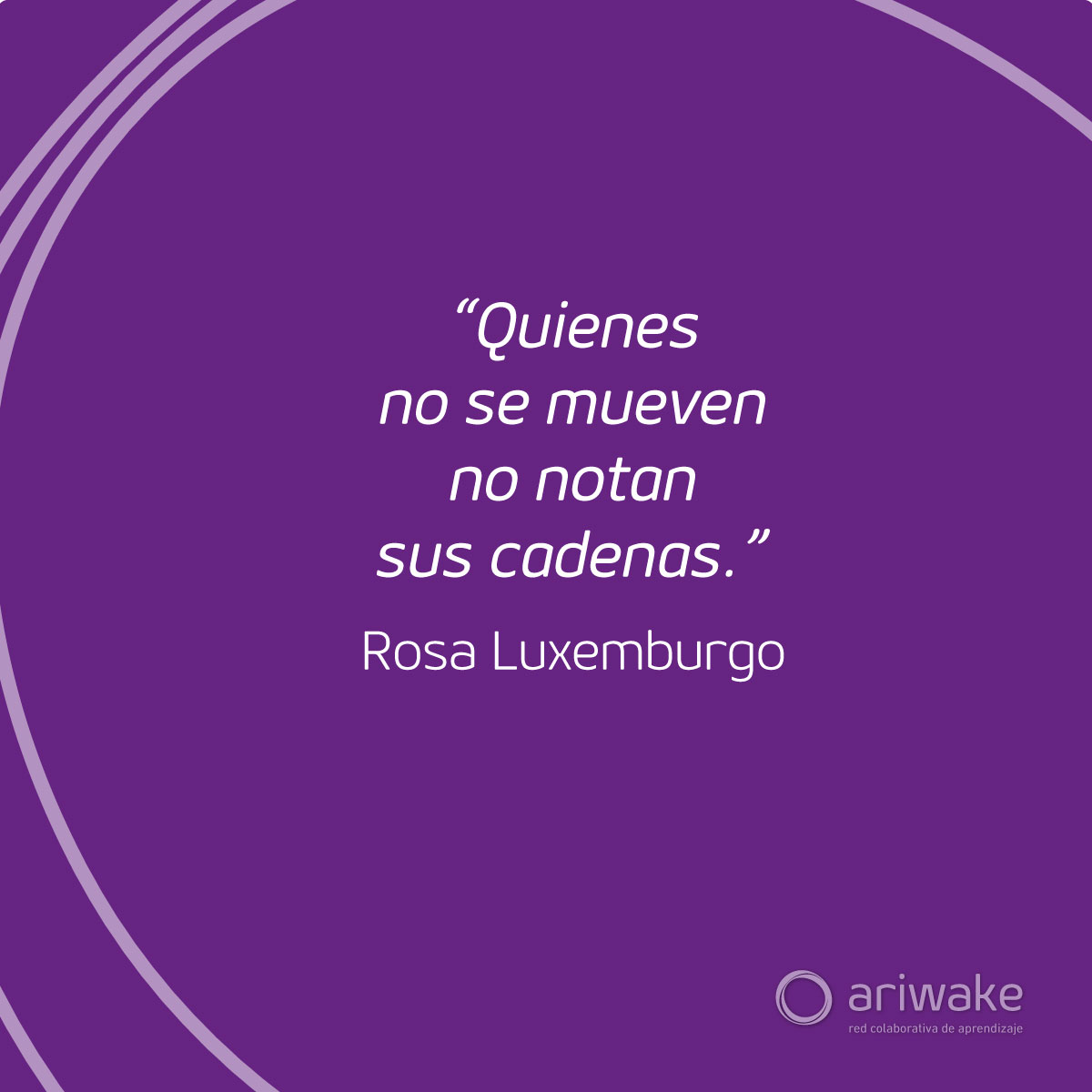 ariwakego's tweet photo. #8M "Quienes no se mueven no notan sus cadenas." Rosa Luxemburgo
#mujer #8M2021 #igualdad #femenino #ariwake #aprendizaje #internationalwomensday2021 #frases https://t.co/0eACvMPccL