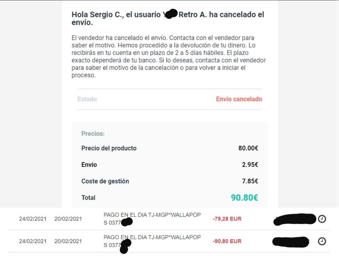 PatxiNadaNada's tweet photo. @wallapop @mariaot2018 @nuriagraham Llevo esperando a que me devolváis un reembolso de una venta anulada por el vendedor casi un mes.
No me contestáis al formulario de ayuda. ¿Qué debo hacer? Gracias. https://t.co/hHX8hCvAG1