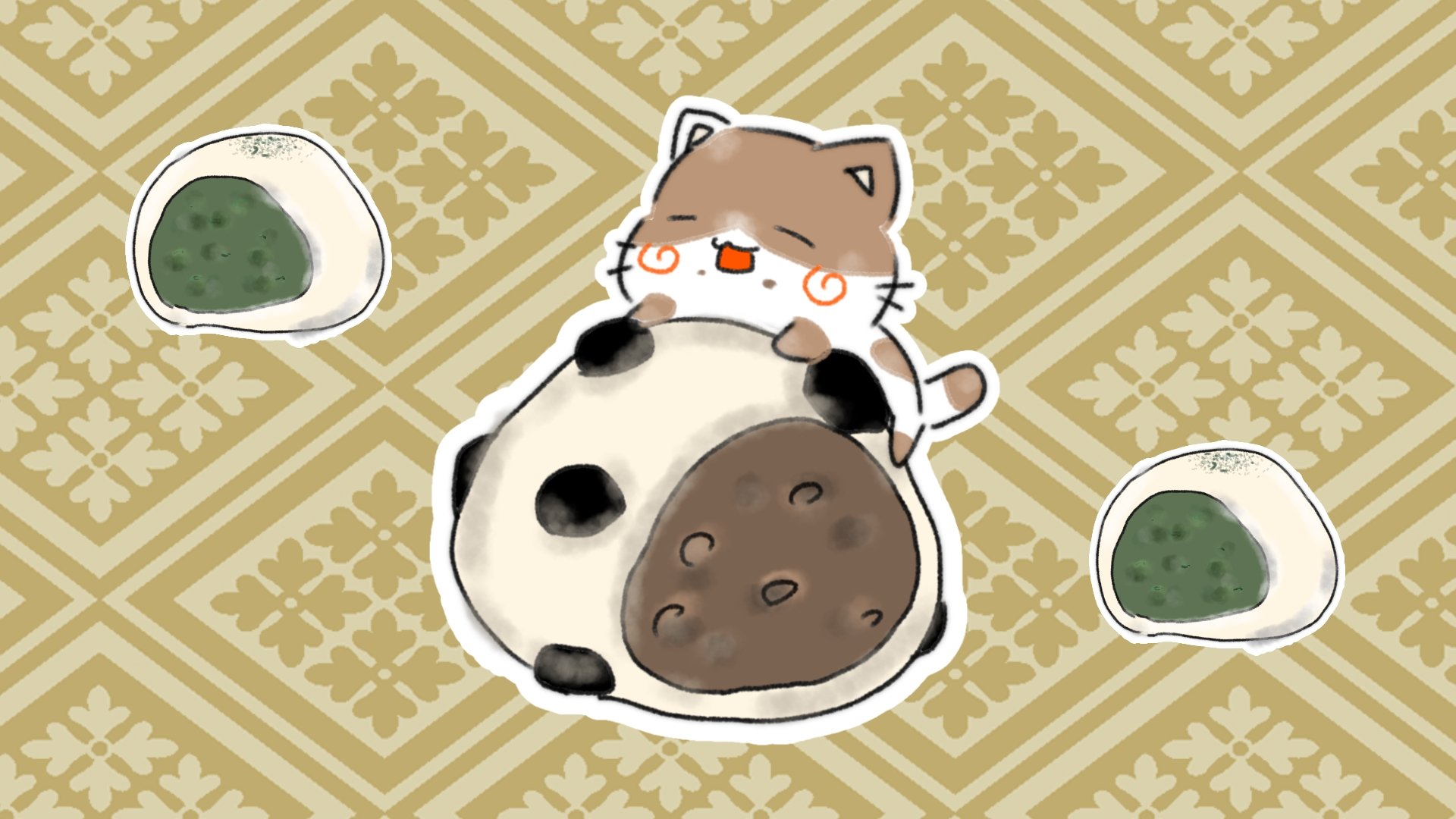 はる イラスト依頼受付中 こんばんは 昨日の豆大福を食べたのはこちらです 笑 お顔に粉とあんこがついてますよ お腹いっぱい満足顔ですね 和菓子 イラスト ハチワレ 猫 大福 T Co 79uuw1vbrh Twitter