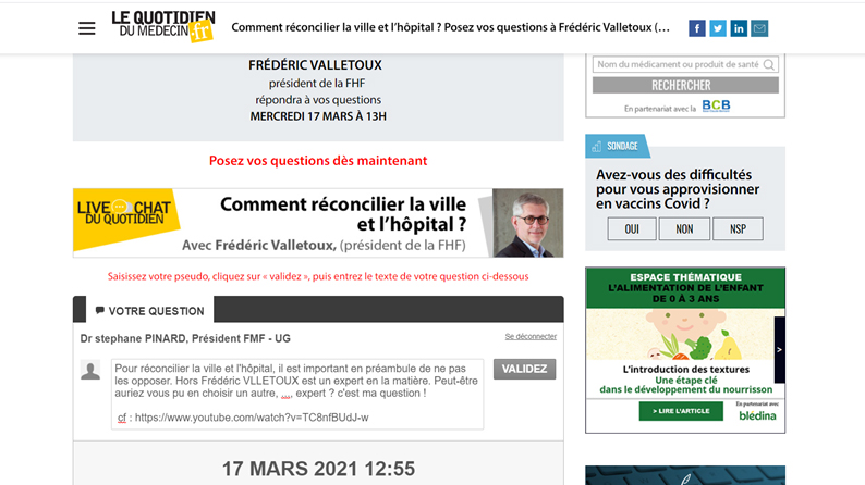 FMFofficiel's tweet photo. Question posée par Stéphane Pinard, Président de #FMFUG sur la pertinence du choix de l'expert retenu par @leQdM pour intervenir sur le thème de la réconciliation Ville/Hôpital : @fredvalletoux, VRAIMENT ? https://t.co/qkJ99dhOOH