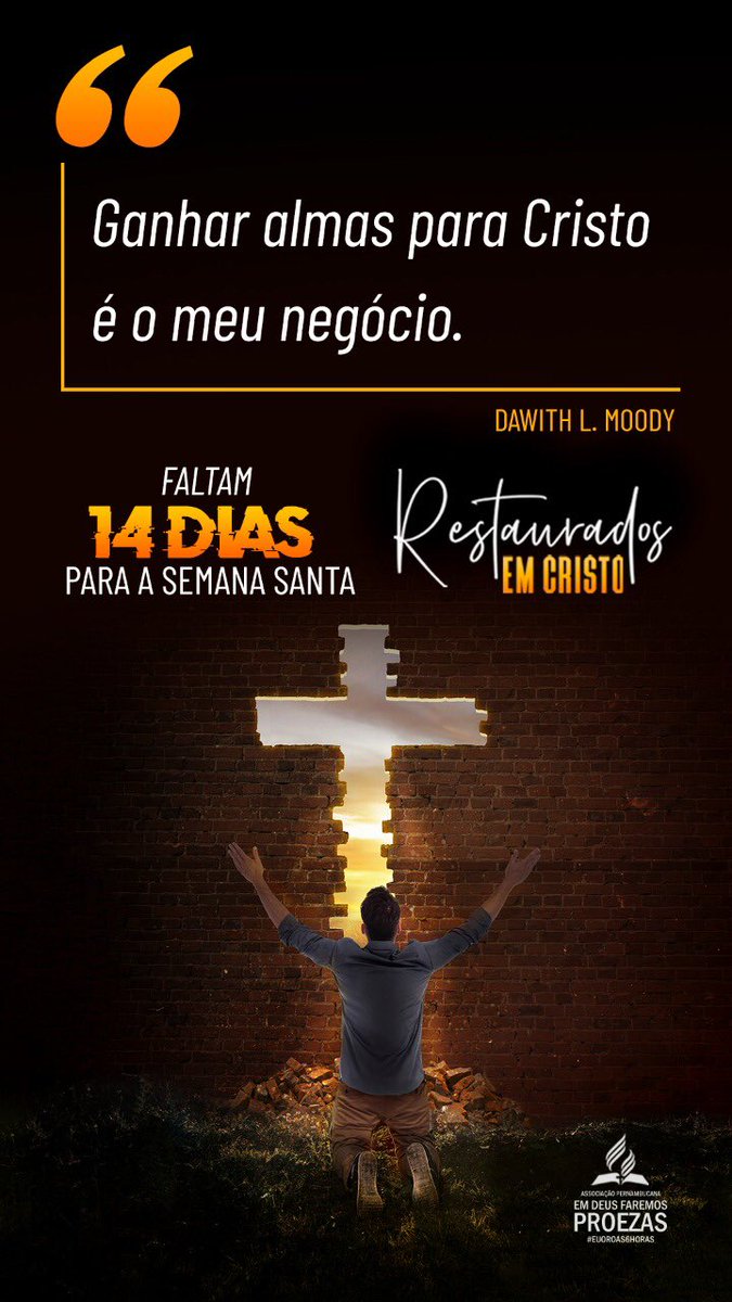 pastorotimar's tweet image. Amós 4:12

“...prepara-te, ó Israel, para te encontrares com o teu Deus.”

Jesus está #VOLTANDO! 

4 Passos para o preparo:

✅Estude as profecias bíblicas!
✅Ore sistematicamente a Deus!✅Conte aos amigos o que Jesus fez por você!
✅Use suas redes sociais para #pregar!#rpSp