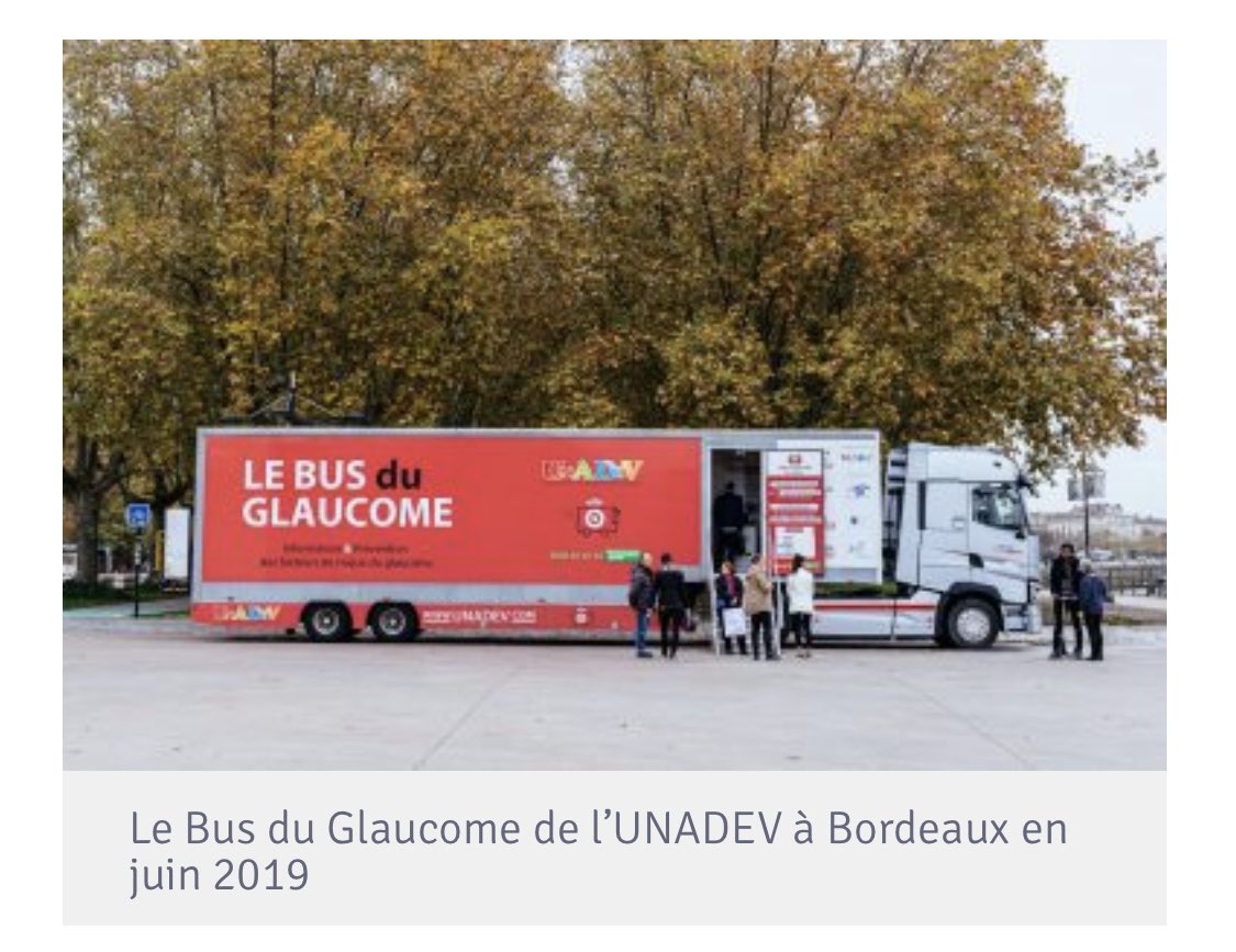 #prevention Le glaucome, 1ère cause de cécité en 🇫🇷. Asymptomatique au début, dépistage conseillé dès 45 ans, grâce au « Bus du glaucome » <a href="/UNADEV_France/">UNADEV</a> et aux ophtalmologues <a href="/JFKorobelnik/">Jean-François KOROBELNIK</a> <a href="/DrCataracte/">Emilie Jomaa</a>. 🙏🏼 à <a href="/l_ostolaza/">Laurence Ostolaza </a> pour ce reportage. Dépistez-vous !
