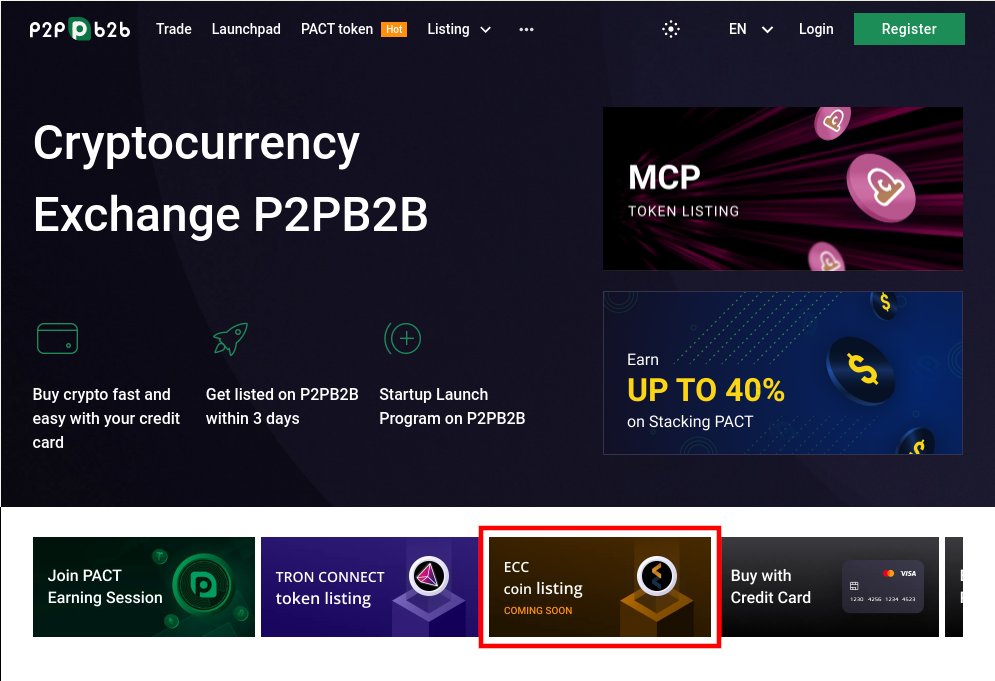 JimmyMcShill's tweet image. WOW, just spotted $ECC @project_ecc getting listed on @p2pb2b! This is big!