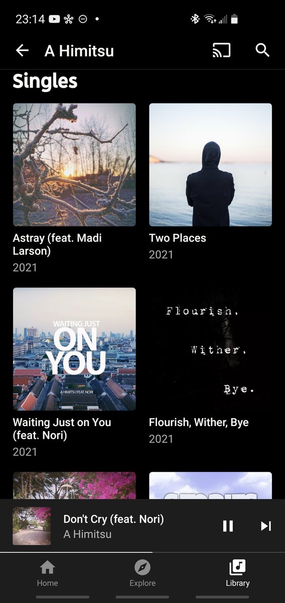 Happy to see <a href="/ahimitsu1/">A Himitsu</a>'s music back up on YouTube Music. Shoutout to you, <a href="/n0ri_nori/">❀Nori❀</a> and Madi Larson