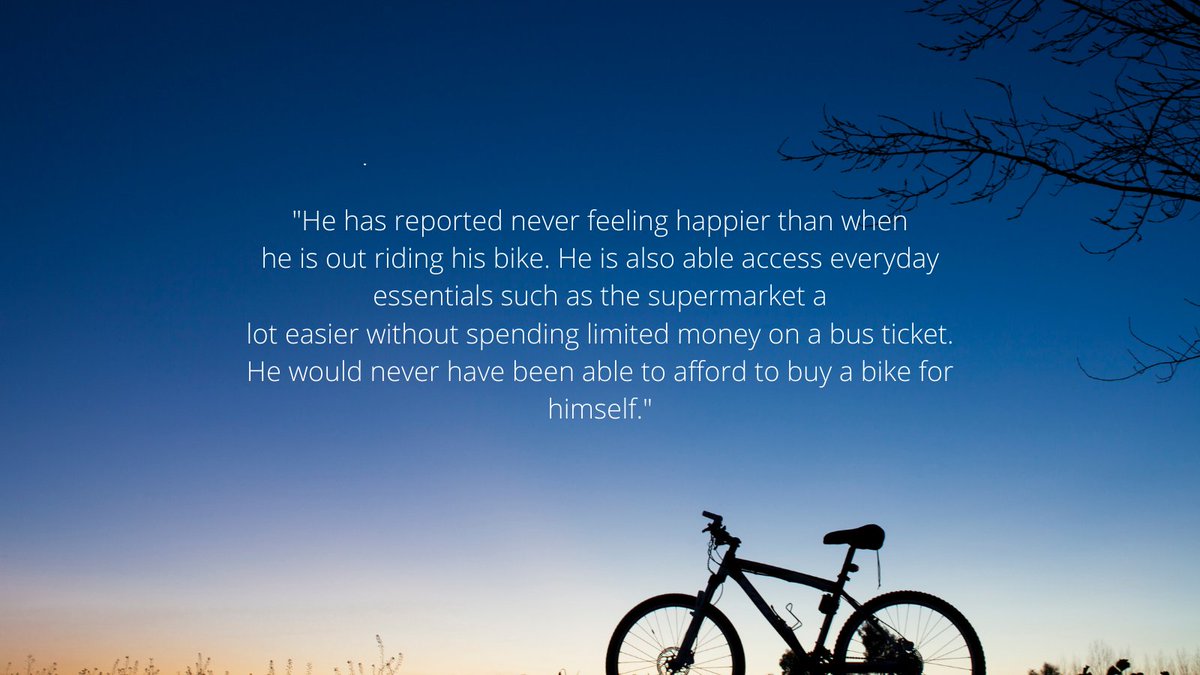 A few months ago we were asked to provide a bike for a man who was going through a mental health crisis. His worker has since been in touch to let us know how getting the bike has helped #cycling #recycling