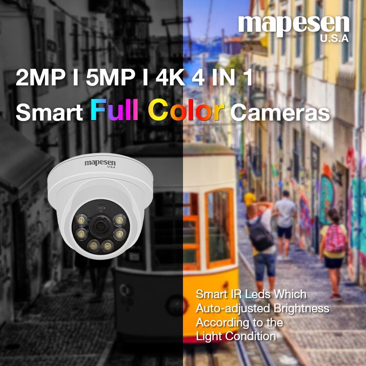MapesenCctv's tweet image. #mapesen Smart Full Color Cameras, AHD/TVI/CVI/CVBS 4 IN 1, with smart leds auto-adjust brightness according to the light condition.
#fullcolorcamera #starlightcamera #mapesencctv #mapesensecurity #cctvcamera