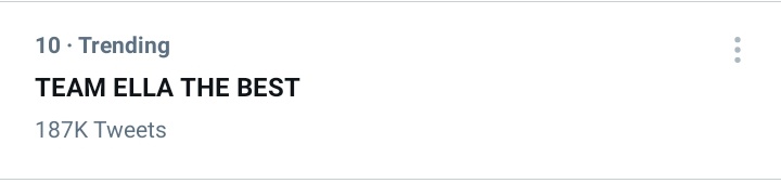 EllaTrendsetter's tweet photo. [TAGLINE UPDATE]

"TEAM ELLA THE BEST" is now trending at 10th spot with one hundred eighty seven thousand total number of tweets. Keep tweeting until 7PM, fam! 

@ellacayabyab_ | #PBBNagpakatotoo https://t.co/uNGaT4b0yy