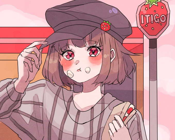 苺サンド食べた後の衝動描き 