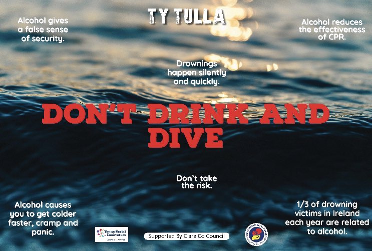 Alcohol can seriously impair your judgement, reactions and ability to swim - Fantastic campaign by TY students at St Joseph's Secondary School, Tulla as part of their Young Social Innovators project ‘Don’t Drink and Dive’. <a href="/RNLI/">RNLI</a> <a href="/theclareherald/">The Clare Herald</a> <a href="/ClareFM/">Clare FM</a> <a href="/ClareEcho/">The Clare Echo</a> <a href="/ClareChampion/">The Clare Champion</a>