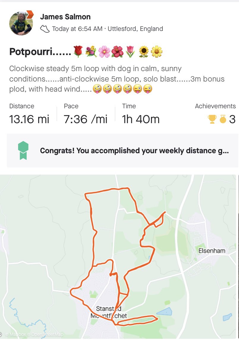 I love how running is described by different people.....this week someone said it was like “tearing off a piece of quiet” which I thought was perfect.....💭💭💭💭 Nice 13.1 today, in a range of conditions....☀️🌤🌦🌪💨 <a href="/UKRunChat/">UKRunChat</a> <a href="/UKRunning1/">UK RUNNING®</a> <a href="/runr_uk/">Runr</a> <a href="/AllRunnersHere/">RunnersRus</a>