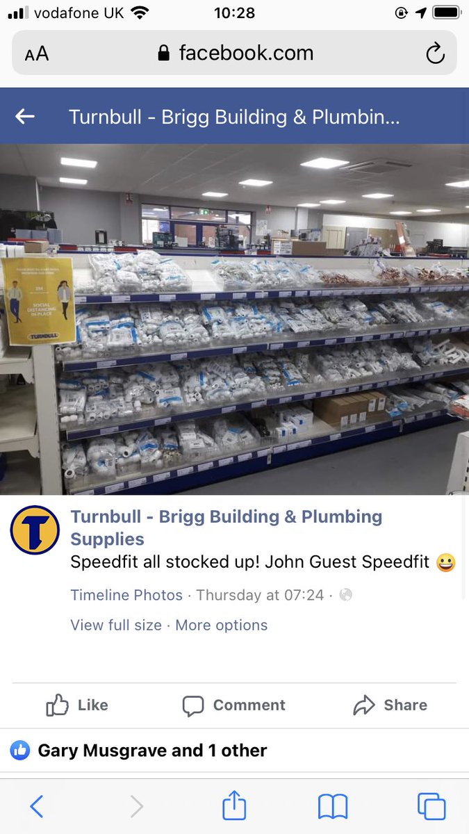 Turnbull Brigg are well stocked up on Speedfit, you should see the stocks they keep out the back as well!! Call in for your Speedfit, Speedfit Underfloor and RWC valves from stock!! ⁦<a href="/RWCUK/">Reliance Valves</a>⁩ ⁦<a href="/RWCglobal/">RWC Global</a>⁩