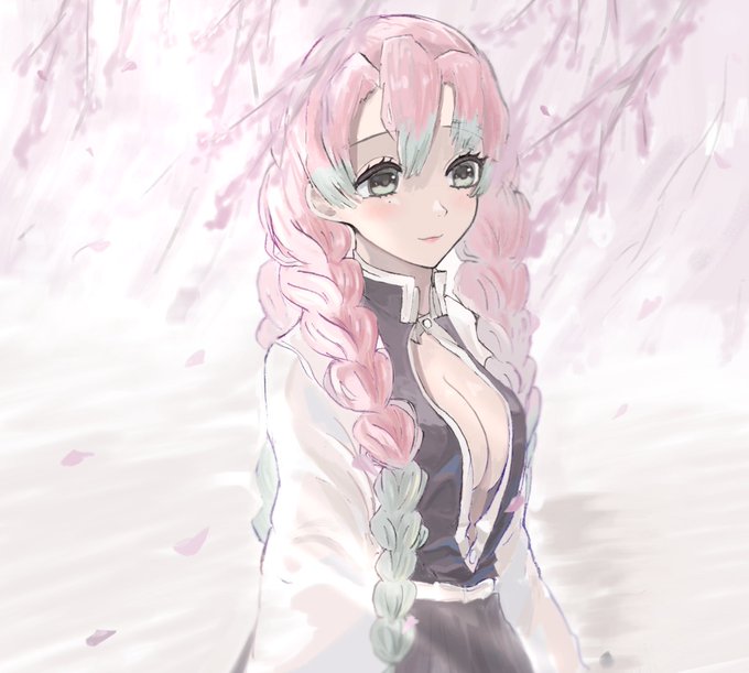 あきみこ¨̮さんがTwitterに投稿した甘露寺蜜璃(鬼滅の刃)のイラスト。