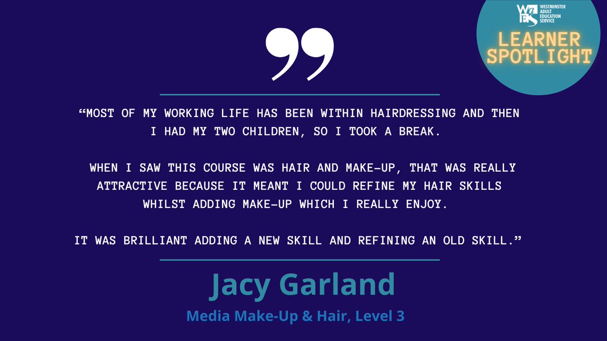 WAESonline's tweet photo. Find out more about how Jacy came to study Media Hair &amp; Make-Up at WAES after a 10 year career and having two children 💄💇👯

The full interview can be found on our website #linkinbio

#WAES #MUA #AdultEd #LearnerSpotlight @hair_makeup_by_jacy https://t.co/PKwU59gyUc