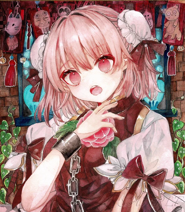 #水彩イラスト #アナログイラスト
#東方Project
華扇ちゃん描き上がりました❀.(*'▽`*)❀.
ピンクピンクしてて可愛くかけたと思います? 