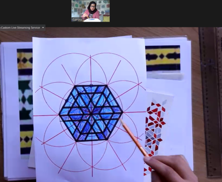 OUMathsStats's tweet photo. Travelling around the world through Islamic patterns with @samira_mian starting in Morocco in today's #oumasterclass.
#Islamicgeometry #mathsart #Patterns #symmetry #maths #Saturdaymaths #beautifulmaths https://t.co/wnJLZkT6rN