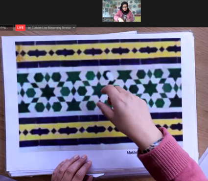OUMathsStats's tweet photo. Travelling around the world through Islamic patterns with @samira_mian starting in Morocco in today's #oumasterclass.
#Islamicgeometry #mathsart #Patterns #symmetry #maths #Saturdaymaths #beautifulmaths https://t.co/wnJLZkT6rN