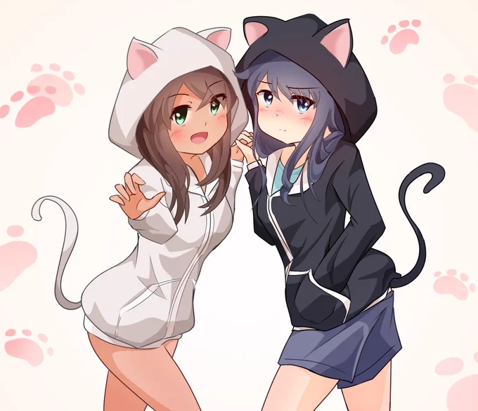 シタラちゃんに巻き込まれてお揃いの猫耳パーカーを着ることになった むっちゃん!
#アリスギアお絵かき 