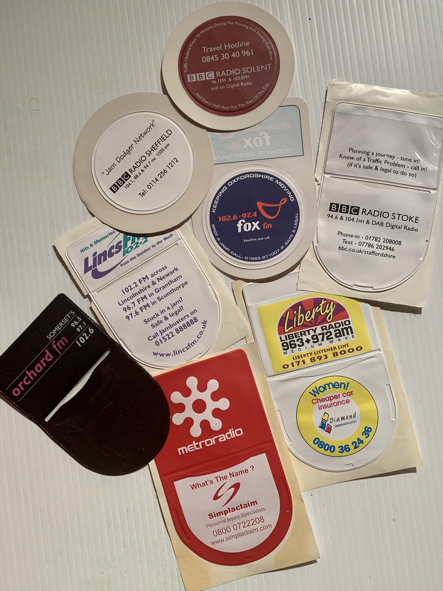 RetroRerunRadio's tweet photo. Radio Merch you won’t really see these days, tax disc holders from various stations in the 00’s #SaturdayMerch https://t.co/AM8sqpojA8