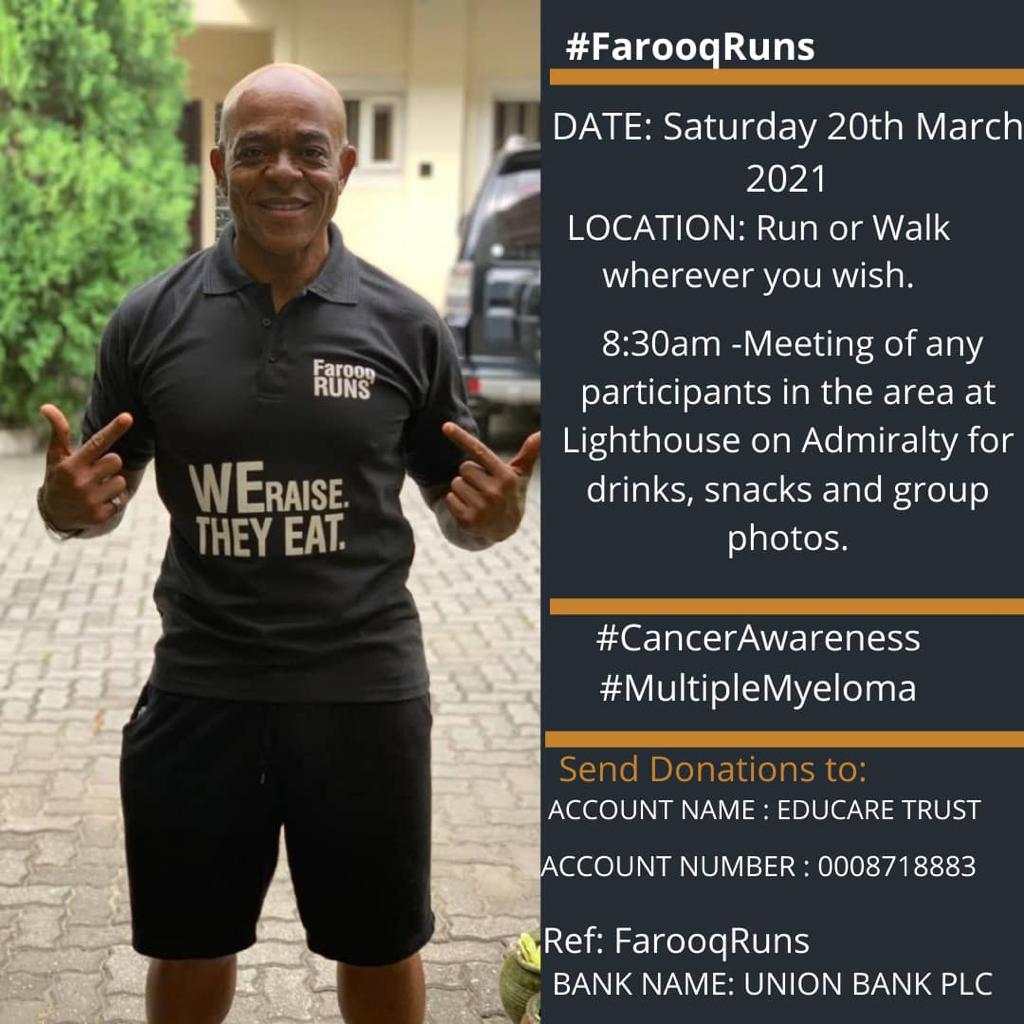 SirSlickP's tweet photo. Do your Kms, take a selfie and post with #FarooqRuns . If you are kind enough to donate , also add #FarooqRuns @EducareTrustng @BoardMembersEnt https://t.co/0jsebsdxkg