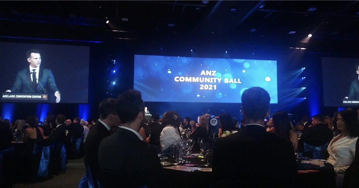 Tonight is the #ANZCommunityBall raising money for #childhoodcancer &amp; many other local charities. It’s been a tough 12 months for fundraising events, and we’re delighted to have this event back on the calendar &amp; so well supported by the SA community.
💛 🙏 <a href="/ANZ_AU/">ANZ Australia</a> <a href="/bprinaldi/">Brendan Rinaldi</a>