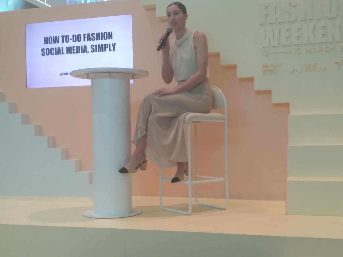 Indianna Roehrich, from Simply Social Management, giving a great presentation at the 'How To Do Fashion Social Media Simply' talk on the <a href="/melbfashionfest/">Melbourne Fashion Festival</a> Live Stage at Emporium Entrance today. 👏😊 <a href="/indi_roehrich/">Indianna Roehrich</a> <a href="/SimplySocialMGT/">SIMPLY SOCIAL™</a> #ALC708