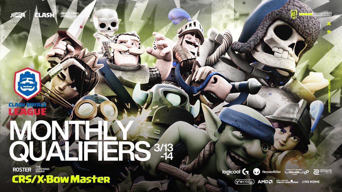 ⚡#ClashRoyale Div.

We're coming back for the 2nd Monthly Qualifiers, this time to conquer it!👑

📌<a href="/XbowMaster_/">Orochimaru</a>  Plays at 21 JST
📌<a href="/cr_sux/">CRSUX</a>  Plays at 1 AM JST

本日と明日にかけてマンスリー予選が行われます！💪
長丁場の戦いとなりますが応援よろしくお願いいたします⚡⚡⚡

#JUPWIN