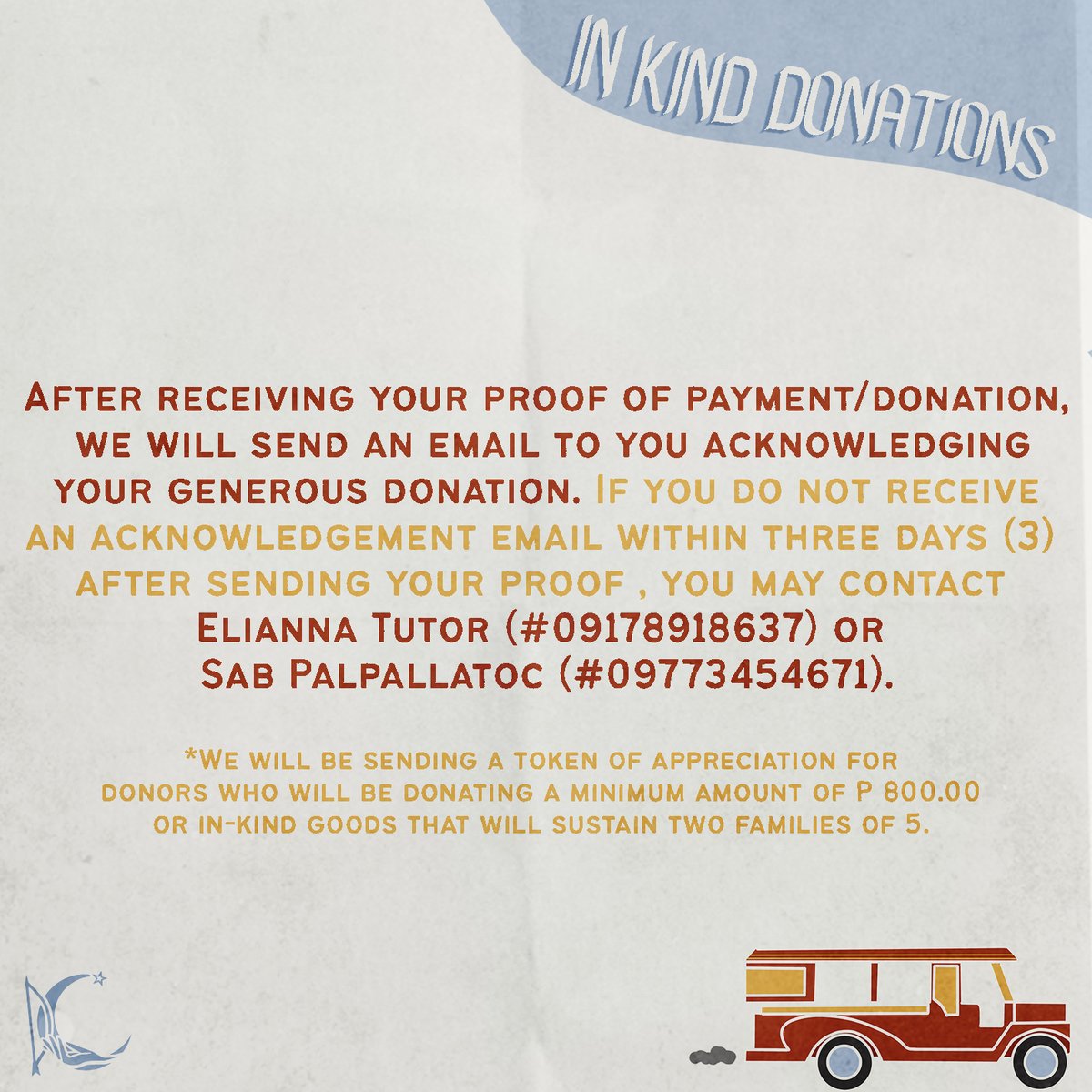 Kislap2021's tweet photo. In Kind Donations https://t.co/mnPJ5Mxr5Y
